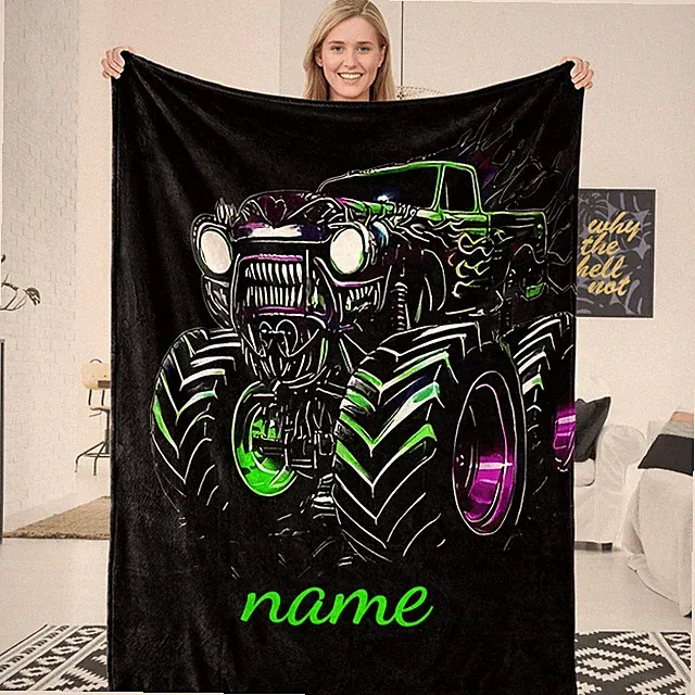 1pc 1pcs ized TextName Flannel Blanket - Heavy-Duty 280GSM Off-Road Vehicle Gr