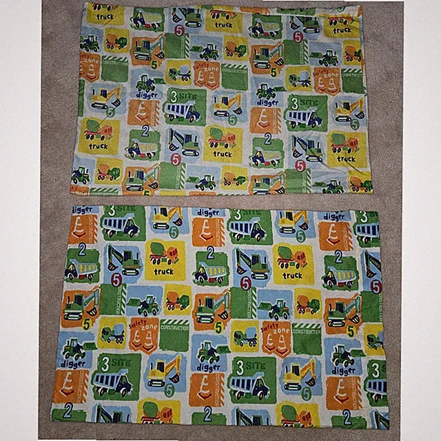 2 Construction Vehicle Pillowcase Lot Dump Truck Digger (1 MORE FADED) READ