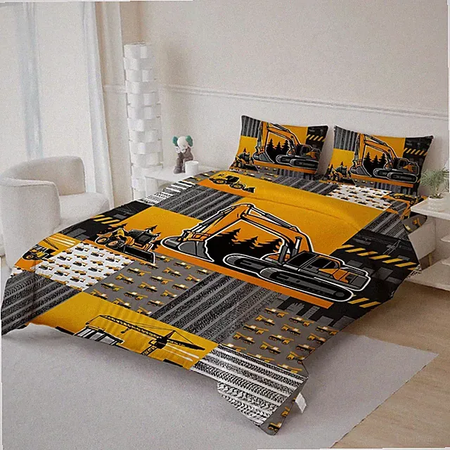3D Engineering Vehicle Theme Quilt Cover Set Bedding Sets Pillowcases