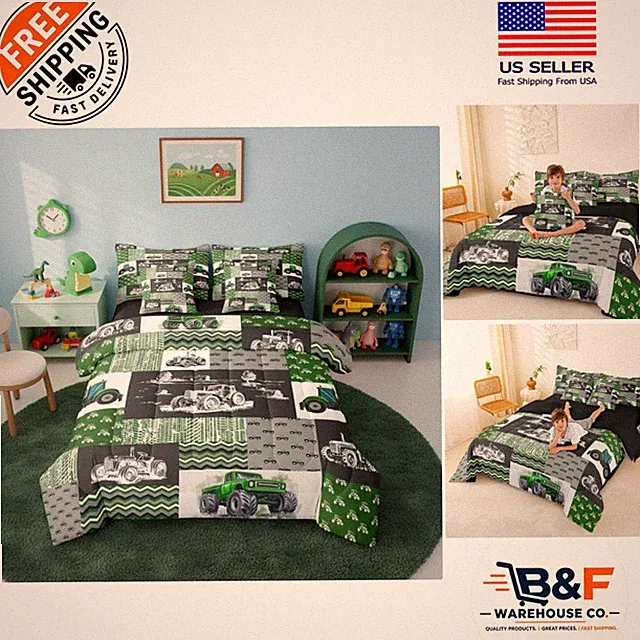 7-Piece Comfortable Tractor Bed Set - Full Size with Sheets & Pillow Covers