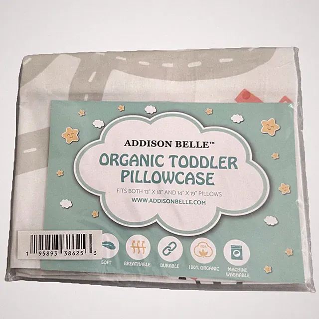 Addison Belle Toddler Pillowcase 13x18 14x19 Road Car NEW 2 Pack Organic Cotton