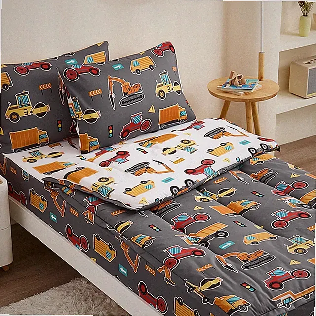 Anibedding 3Pcs Zip Up Bedding Comforter Set for Boys Grey Vehicle All in One Zi