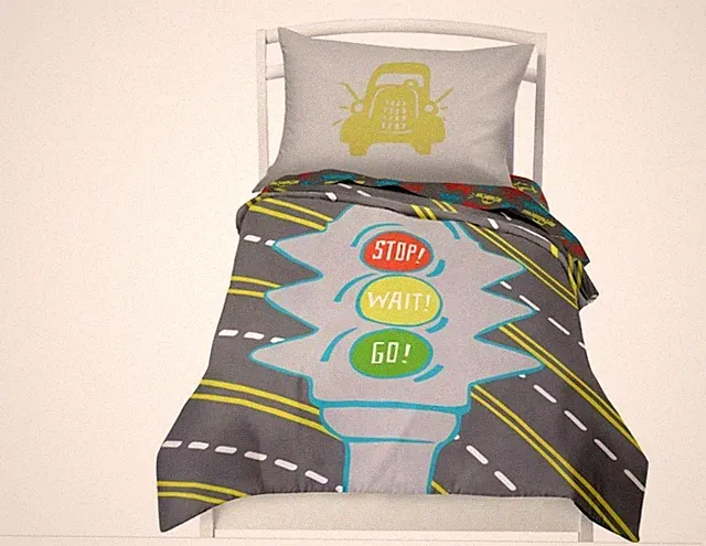 Boys Cars Trucks Duvet Set Bedding Automobiles Bedroom Gray Red Transportation