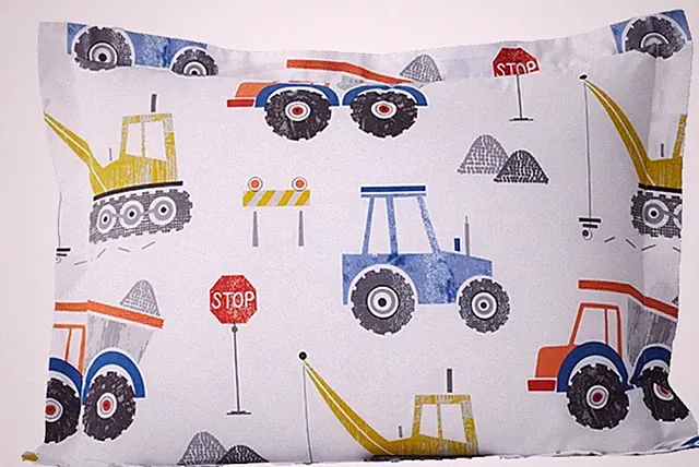 COMPANY STORE Construction Vehicles Standard Sham - White - NIP