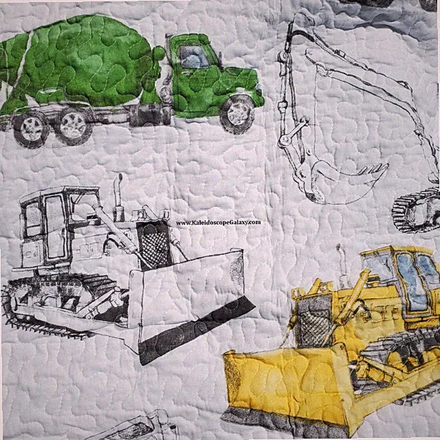 Construction 5PC TWIN Quilt Coverlet SHEETS Sham ~ BULLDOZER TRACTOR DUMP TRUCK