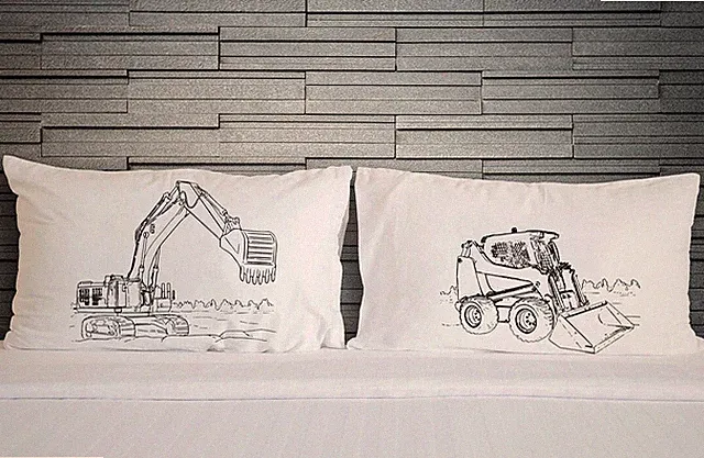 Construction Vehicle Pillow Case Set TC 220 Cotton Pillow Covers machines