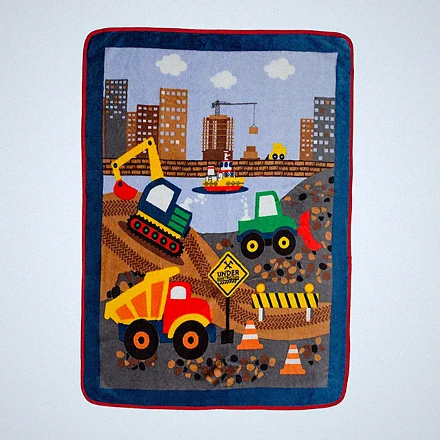 Construction Vehicles Themed Toddler Boy's Soft Blanket Throw, 30" X 40"