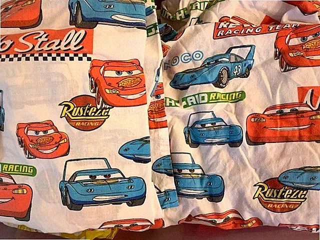 DISNEY PIXAR CARS Crib Fitted Flat Sheet Set Toddler 2 Piece