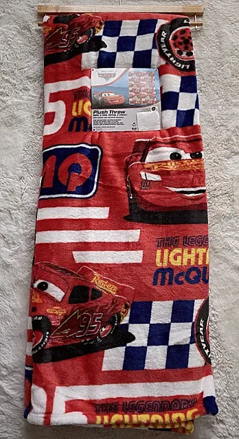 DISNEY Pixar CARS The Legendary LIGHTNING MCQUEEN Throw Blanket 50 X 70” NEW