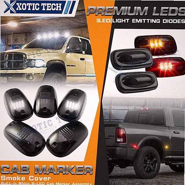 For Dodge RAM 2500 3500 Smoke LED Rooftop Cab Running Light + Side Fender Marker