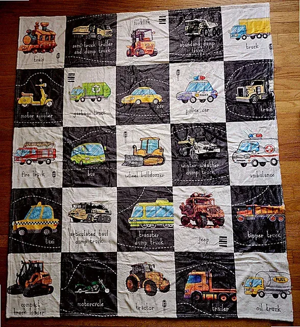 FREE Construction Assorted Vehicle Truck Machine Train 50 x 58 Throw Blanket New