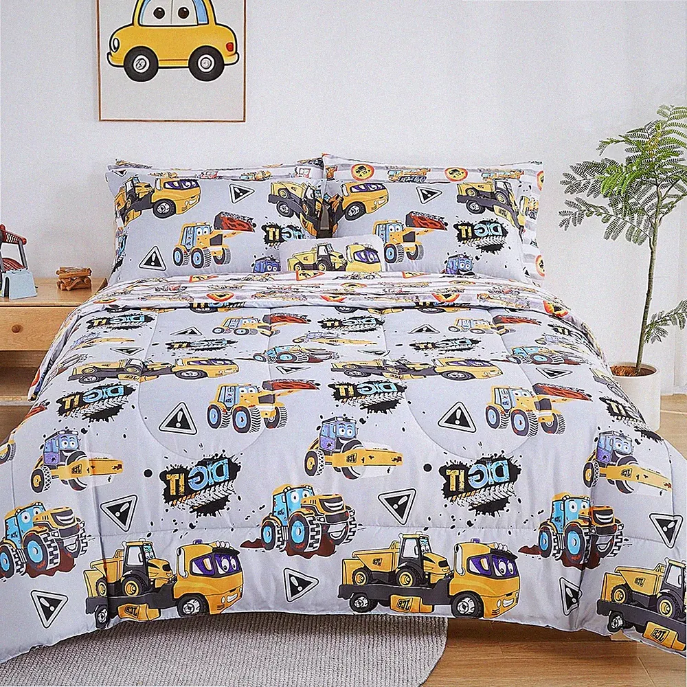 Kids Twin Comforter Sets for Boys 6 Pieces Heavy Duty Vehicle Bedding Set for Te