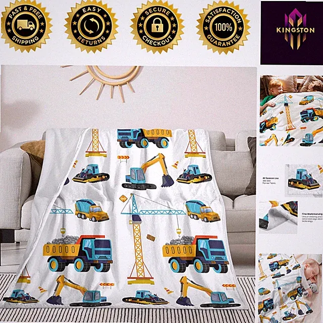 Lightweight Flannel Excavator Blanket for Boys - Cozy 60"x50" for Home Decor