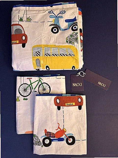 MKXI Cotton Reversible Duvet Cover TRANSPORTATION print + 2 Shams Full/Queen NEW