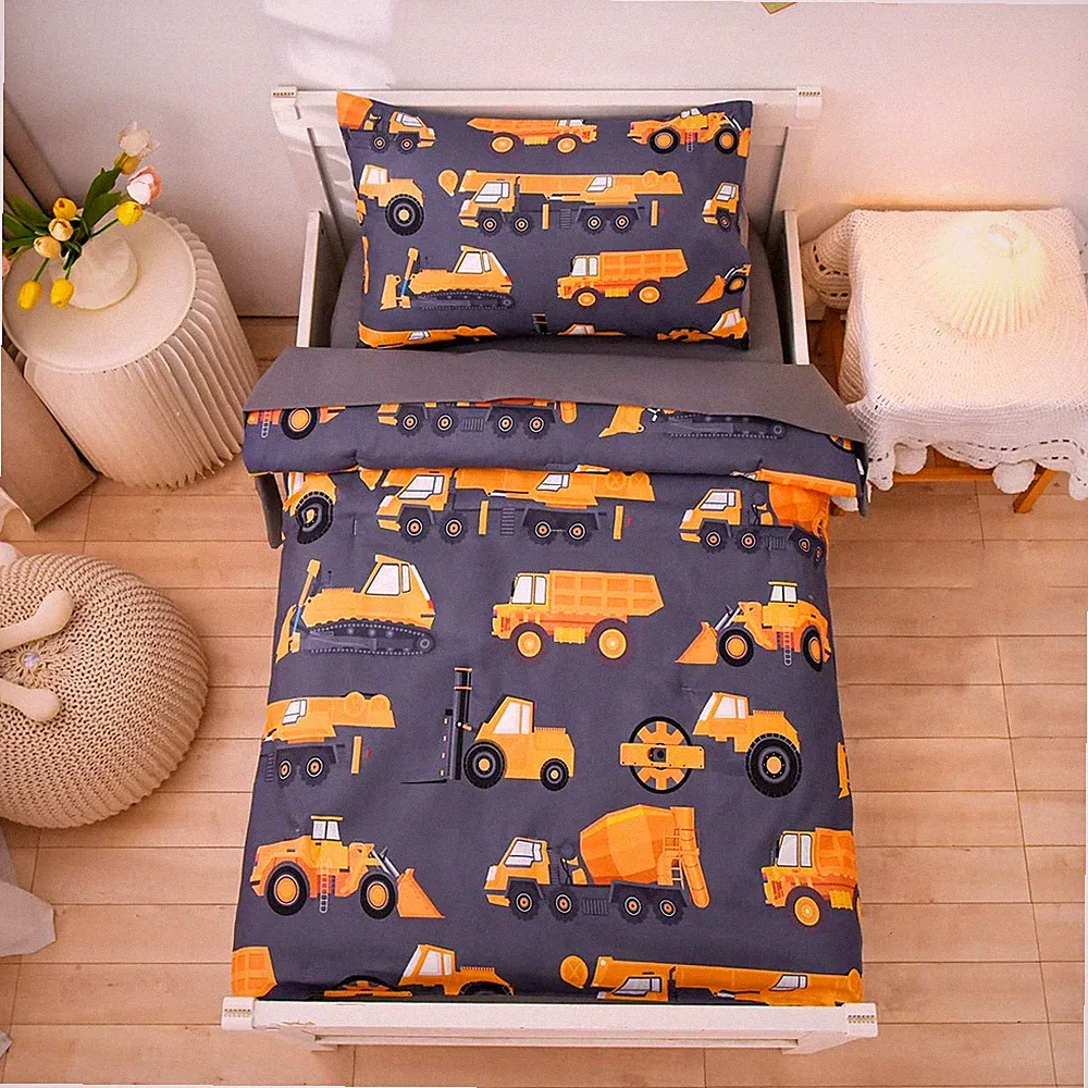 NTBED 4 Pieces Construction Toddler Bedding Set for Baby Boys, Truck Vehicles