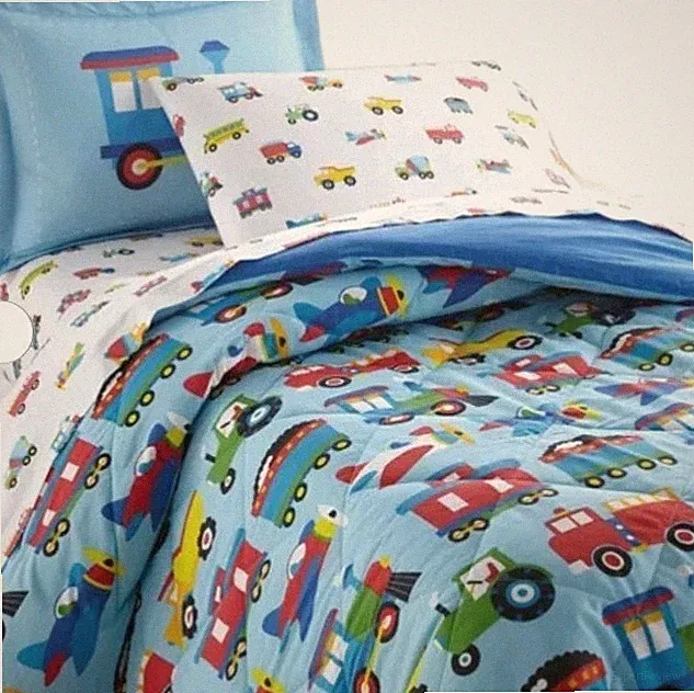 OLIVE KIDS TRAINS PLANES & TRUCKS Cars FULL SHEET Pillow SET 5 Pcs NEW