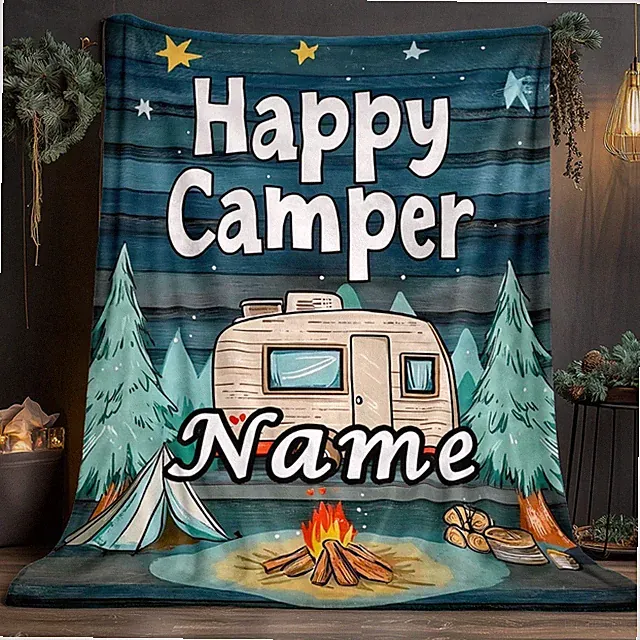 Personalized Camping Vehicle Design Throw Blanket - Lightweight Home Decor Bed