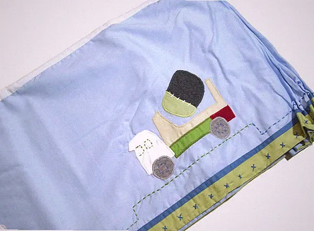 Pottery Barn Kids Blue Christopher's Construction Trucks Crib Bed Skirt New