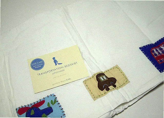 Pottery Barn Kids Helicopter Car Transportation Crib Skirt Dust Ruffle New
