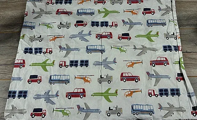 POTTERY BARN KIDS Pillowcase Brody Transportation Helicopter Truck Plane Bus Car