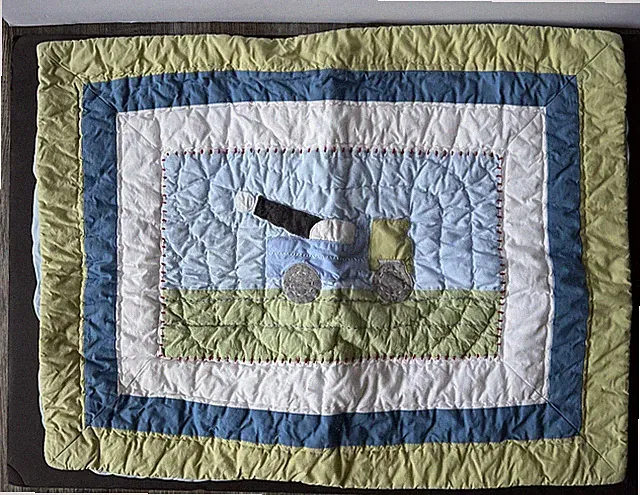 Pottery Barn Kids Tow Truck Quilted Standard Pillow Sham Yellow Blue Green White