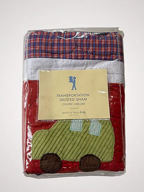 Pottery Barn Kids Transportation Truck Quilted Pillow Sham STANDARD NWT