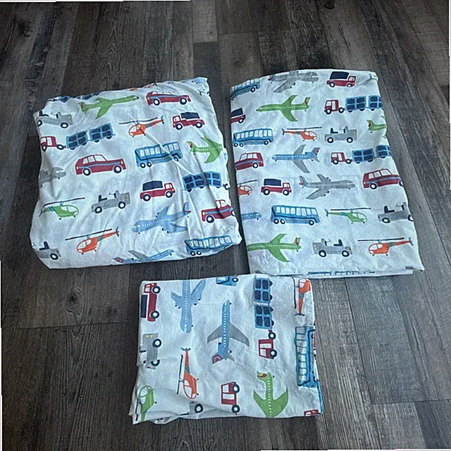 Pottery Barn Kids Vehicle Transportation Full Size Sheet Set 3 Pieces