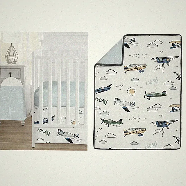 Sweet Jojo Designs Boy Baby Crib Bedding Set - Airplane Green and