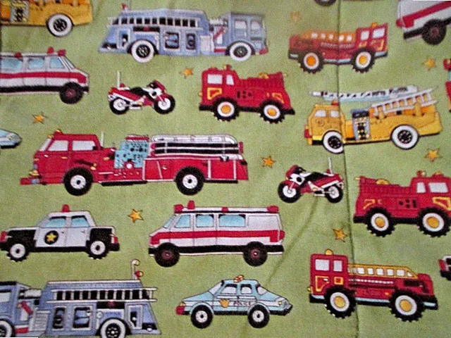 Twin size 66 x 87 Bed Comforter Rescue Firetruck Ambulance Police Green Red