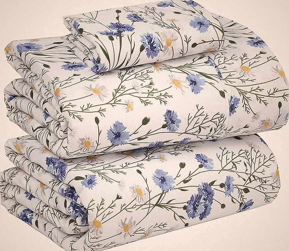 US Transport 100% Cotton Full Size Sheet, Floral Perfect Sheet Set, Sweet Pea