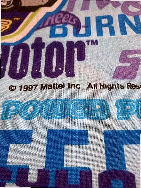 VTG Twin Bed Flat Sheet Mattel Hot Wheels Blue 90s Racing Cars Motors