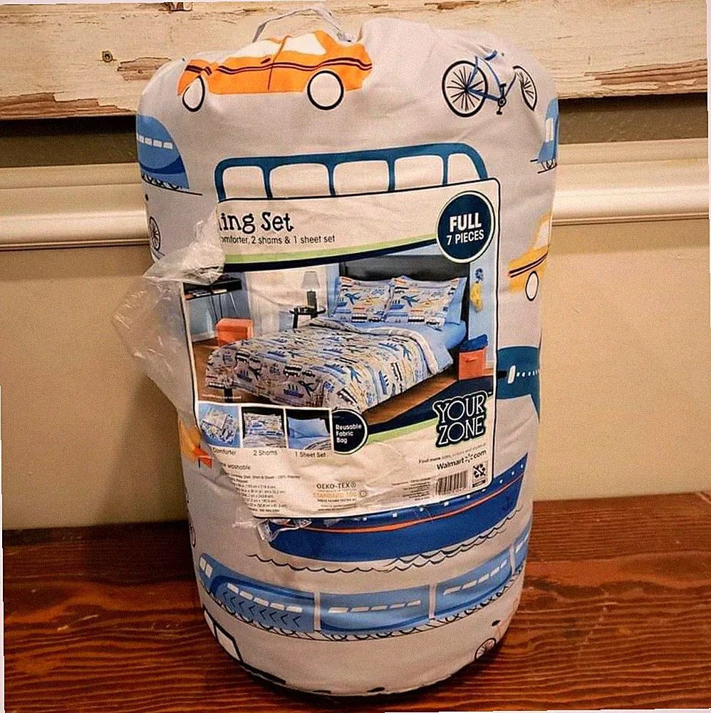 Your Zone Transportation Bedding Set Full Size 7 Pieces Comforter Shams Sheets
